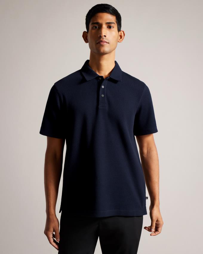 Polo Ted Baker Short Sleeve Regular Fit Textured Bleu Marine Homme | LEK-75167298